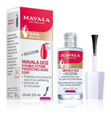 Mavala 002 — Double action protective base coat which protects the nail and extends life of nail polish.