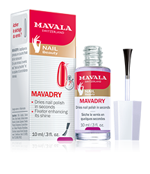 Mavadry — Dries nail polish. Top coat enhancing its shine.